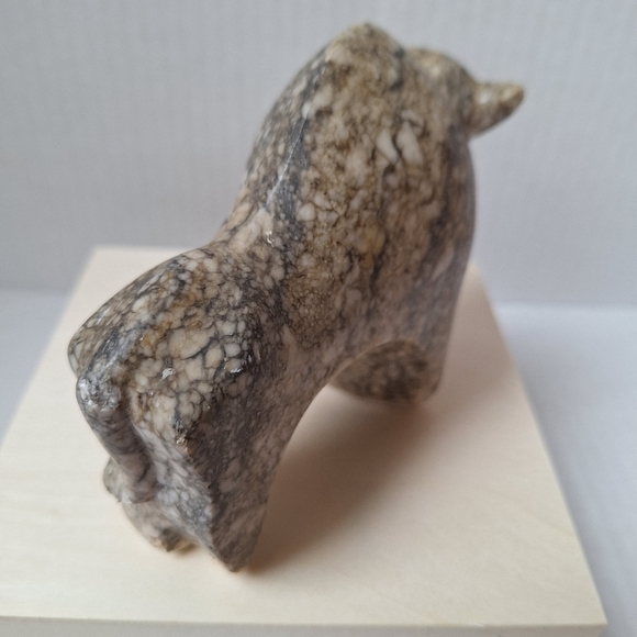 USSR Polished Marble Stone Buffalo Sculpture Modernist Russia 4x6" - Picture 4 of 6